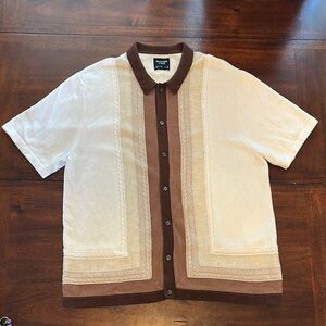 Abercrombie & Fitch Cream and Brown Retro Casual Shirt